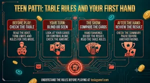 Teen Patti hand flow from boot to the show
